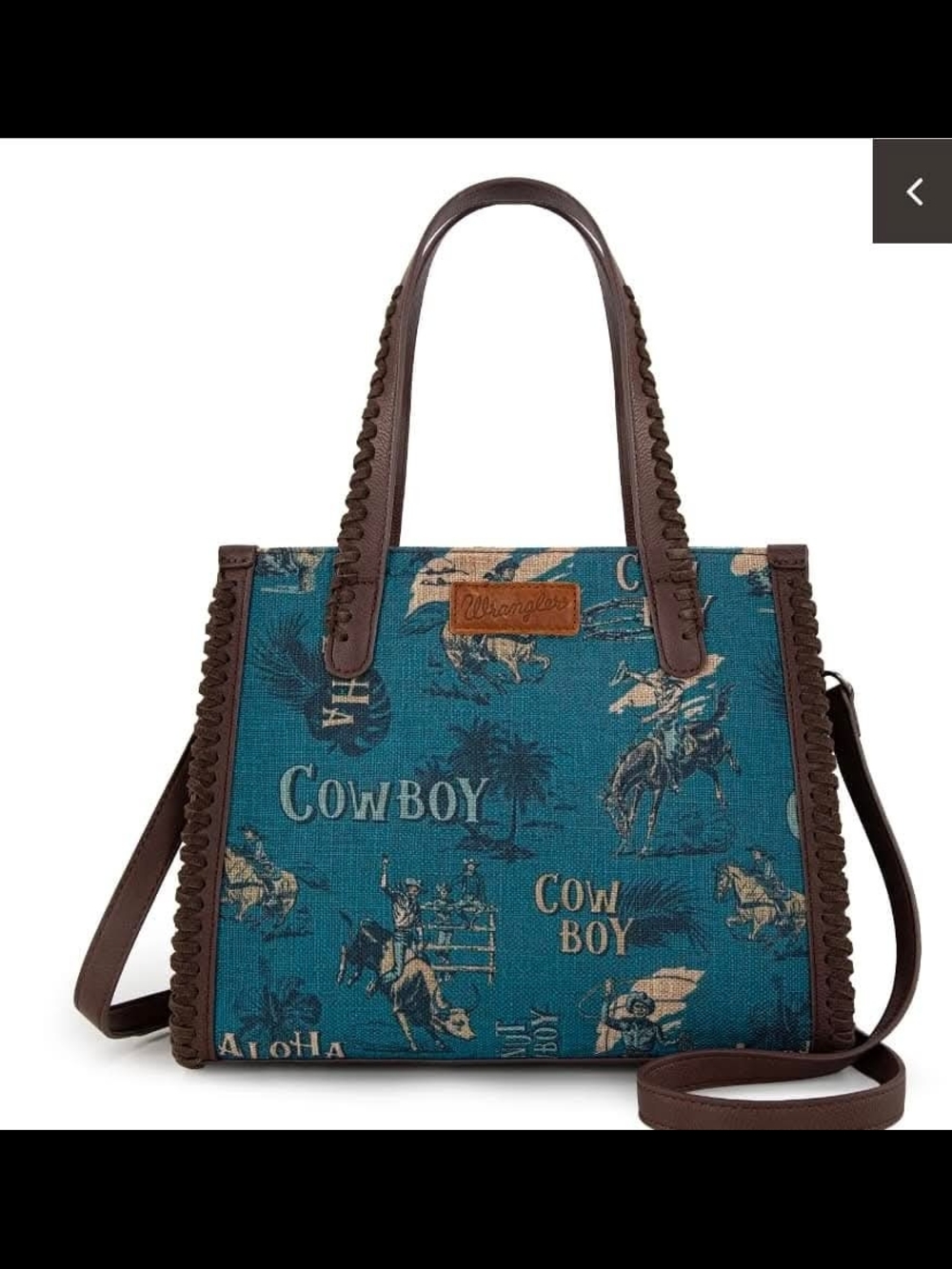 Wrangler Teal Cowboy Print CCW Tote Bag